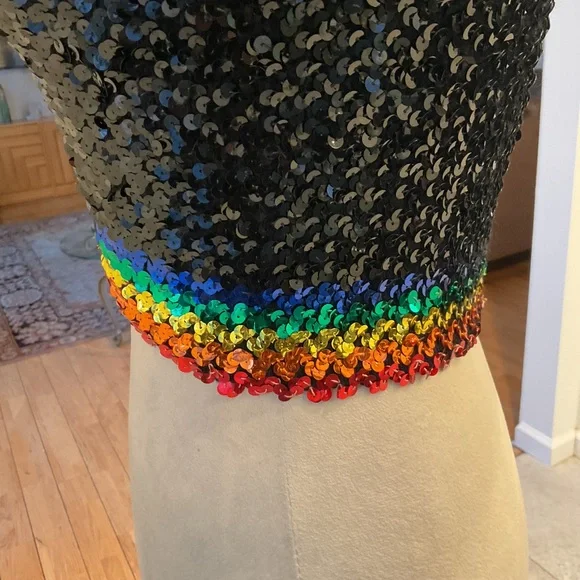 Vintage 70s Rainbow Sequin Tube Top - Picture 10 of 15